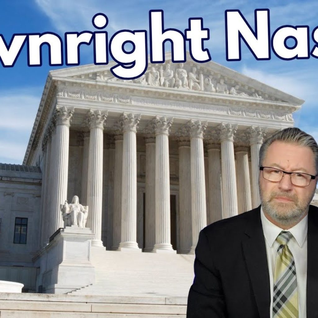 A man in a suit holds a document labeled "DANZ DOLLAR?" in front of the U.S. Supreme Court building, with the words "Downright Nasty" in large letters above him.